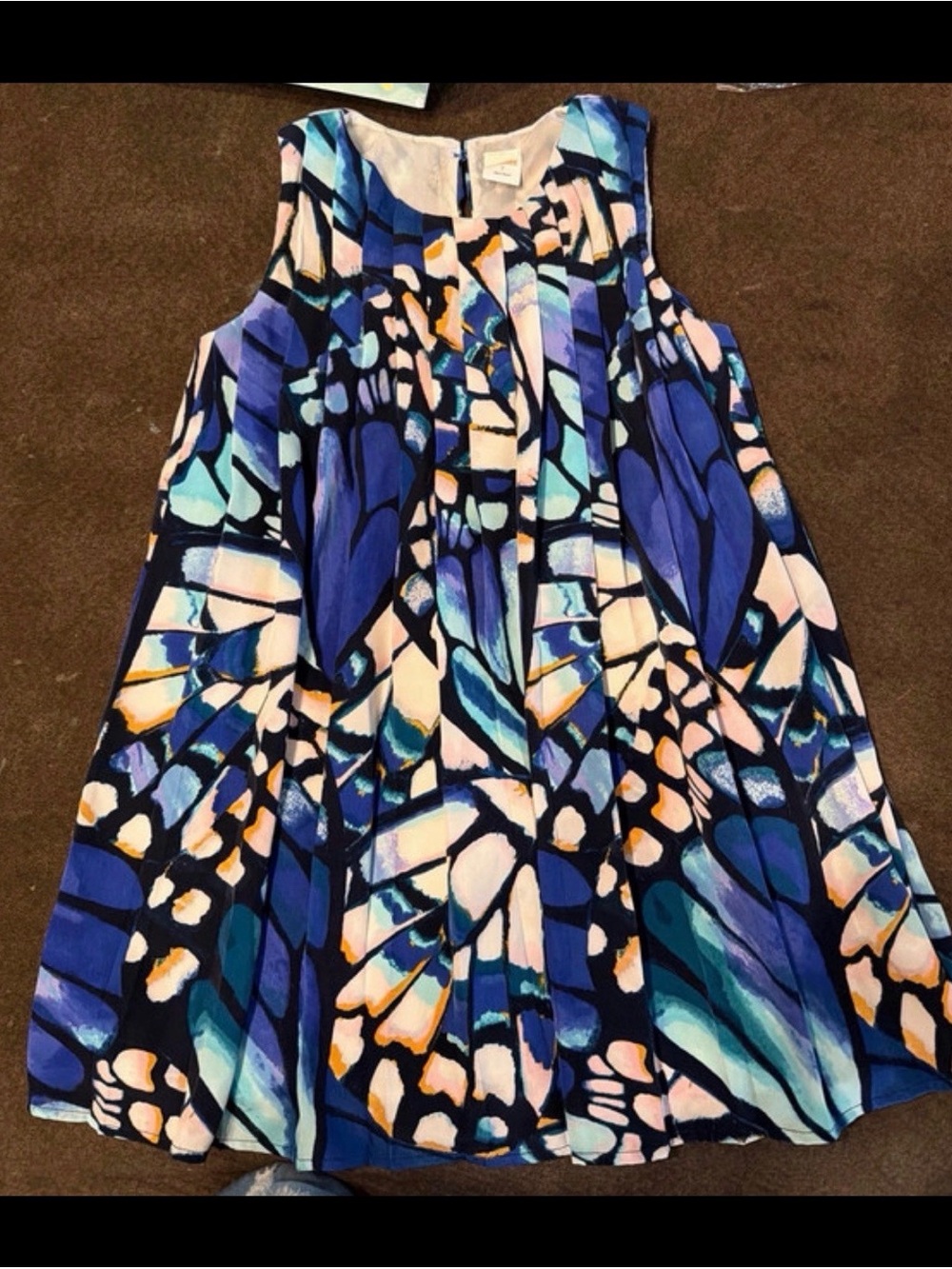 Gymboree Girls Blue Navy Teal Pink Butterfly Print Casual Dress